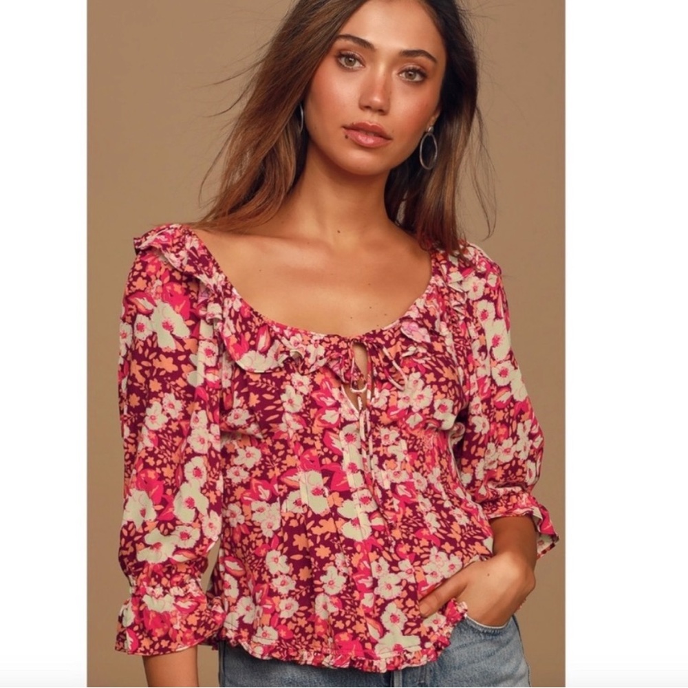 Free People Blouse with Ruffle Detail Like New XS